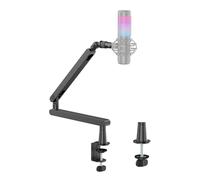 Outshine Gaming Glide Low Profile Microphone Arm - Sleek Design, Full Range Motion, Built-in Cable Management, Detachable Rise Column, Clamp/Grommet Mount, Aluminium Boom for Streaming & Recording
