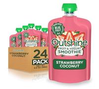 Outshine Strawberry Coconut Yogurt Smoothie Pouches - Fruit Pouches, Ready-to-Drink Smoothies, Kids & Adults Pureed Foods - Fruit Pouches for Kids & Adults, Smoothie Drink - (24 Count)