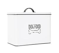 OUTSHINE White Farmhouse Dog Food Bin - Can Be Personalized | Dog Food Storage Container with Lid | Powder Coated Carbon Steel | Cute Pet Food and Treat Canister | Gift for Dogs and Owners