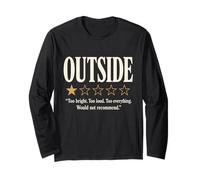 Outside 1 Star Review Funny Introvert Homebody Sarcastic Long Sleeve T-Shirt