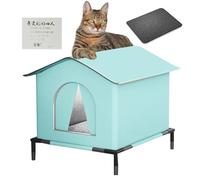 Outside - 40x33x33cm Wooden Outdoor, Elevated catShelter, Effortless Setup Plush Portable catHome | Cozy cathousefor Outside Use, Protects Against Rain, Wind, Cold Seasons