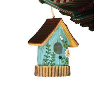 Outside Bird Houses, Resin Hand-Carved Bird House, Elegant Nesting Box, Colorful Garden Decoration, Tree Mount Ornaments For Hummingbird Bluebird