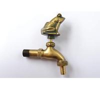 Outside Brass Frog Tap - 1/2" Hose Pipe - Frog Garden Tap with Decorative Wall Backplate (Brass)