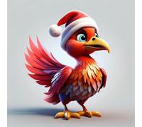 Outside Christmas Decorations 2D Acrylic Cartoon Dinosaur Chick Christmas Tree Pendant Cartoon Cute Hat Double Print 2D Gift Pendant 1 Piece(D,One Size)