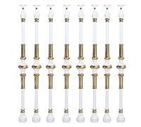 Outside Deck Railing Aluminum Spindles 33.5 Inch 100 50 30 20 10 Pack, Brass Decoration Flat Metal Balusters for Staircase Interior/Wood Steps, 4/5 Inch Stair Round Pole,White,8 Pcs