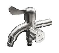 Outside Faucet Washing Machine Double tap Stainless Steel use for Outdoor,Brushed B(Brushed A)