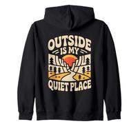 Outside Is My Quiet Place Camping Introvert Hiker Zip Hoodie