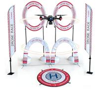 Outside Lawn Drone Obstacle Course Kit, Model Aircraft Hoop, Complete FPV Drone Racing Track Set for League Competitions, RC Model Aircraft Practice Gate for Kids or Adults A