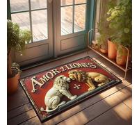 Outside Mats For Front Door Amor De Leones: A Symbolic Encounter Of Lions Doormat Emo Room Decor Retro Rug(50X80CM)