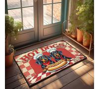 Outside Mats For Front Door Hot Dogs: A Delightful Dachshund Delicacy Doormat Emo Room Decor Retro Rug(40X60CM)