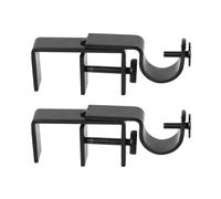 Outside Mount Vertical Blinds Curtain Rod Bracket (Black 2 Pack) No Drilling Drapery Rod Holders Over The Rail Track No Drill No Tools Required (Patent Depending)