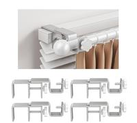 Outside Mounted Blinds Curtain Rod Bracket, Adjustable 1.3 - 2 Inch Width Track, Tool-Free and Drill-Free, Ideal for Living Rooms, Bedrooms, Apartments, and Offices Curtain Rod Brackets, 4Pcs-Silvery