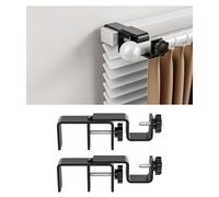 Outside Mounted Blinds Curtain Rod Bracket, Adjustable 1.3-2 Inch Width Track, Tool-Free and Drill-Free, Ideal for Living Rooms, Bedrooms, Apartments, and Offices Curtain Rod Brackets, 2Pcs-Black