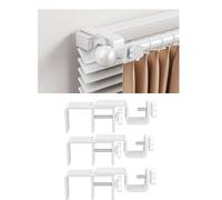 Outside Mounted Blinds Curtain Rod Bracket, Adjustable 1.3-2 Inch Width Track, Tool-Free and Drill-Free, Ideal for Living Rooms, Bedrooms, Apartments, and Offices Curtain Rod Brackets, 3Pcs-White