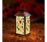 Outside Solar Lanterns Artistic Terra Brown French Grey White Rainbow Hanging Solar Powered Lantern Outdoor Waterproof Garden Lights Balcony Wall Patio Camping Table Lamp Gifts for Women Homeowner