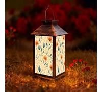 Outside Solar Lanterns Autumn Beige French Grey Brown Terra Blue Colorful Hanging Solar Powered Lantern Outdoor Waterproof Garden Lights Balcony Wall Patio Camping Table Lamp Gifts for Women Homeowner