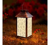 Outside Solar Lanterns Seamless Leaf Outlines Doodle Style Line Art Hanging Solar Powered Lantern Outdoor Waterproof Garden Lights Balcony Wall Patio Camping Table Lamp Gifts for Women Homeowner