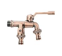 Outside Tap 1PC Brass 7 Colors Bronze Antique Outdoor Dual Outlet Faucet Washing Machine Out Garden Balcony Frost Protection Tap(Rose Golden 3-4)