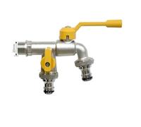 Outside Tap 1PC Brass 7 Colors Bronze Antique Outdoor Dual Outlet Faucet Washing Machine Out Garden Balcony Frost Protection Tap(Brushed Yellow)