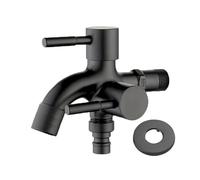 Outside Tap Black Double Using Washing Machine Faucet 304 Stainless Steel Wall Bathroom Corner Garden Outdoor Tap Mop Balcony G1/2'