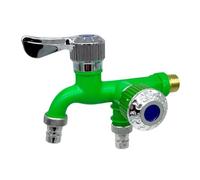 Outside Tap for The Garden,Wall Mounted Taps Faucets One-in-Two-Out Fast Bidet Double Water Outlet Bathroom Gadgets(Green)