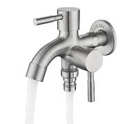 Outside Tap Kit Double Outlet Garden Tap 1/2 Inch Double Outdoor Tap Rust-Resistant Stainless Steel Water Faucet for Outdoor Taps Garden, Household, Industry