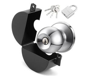 Outside Tap Lock,Door Handle Lock Out Device,Cover to Disable Doorknob/Faucet/Valve,Handle Guard,Prevents Turning and Access to Keyhole,Prevents Operating The Knob(Black, with Padlock & 4 keys)