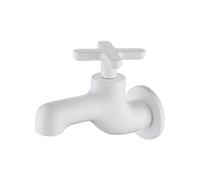 Outside Tap Mop Pool Faucet Soild Brass Gray Black Wall Mounted Creative Single Cold Balcony Washbasin Outdoor Garden(White)