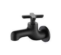 Outside Tap Mop Pool Faucet Soild Brass Gray Black Wall Mounted Creative Single Cold Balcony Washbasin Outdoor Garden(Black)