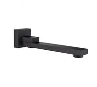 Outside Tap Wall Mounted Faucet Spout Brass Chrome Square and Round Shower Arm Bathtub Accessories Effluent(Black Square SS)