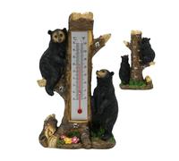 Outside Temperature Gauge - 2.56x8.27 inches Double Scale Indicators | Bears on Tree Room Temperature Monitor for Garden Porch Balcony Lawn Garage Backyard Outdoor