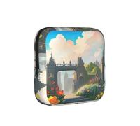 Outside The Castle Gate American Flag Compact Sanitary Napkin Storage Bag for Women - Portable and Stylish with Zipper for Daily Carry