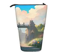 Outside The Castle Gate Expandable Stand Pencil Pouch, Multi-Design Oxford Fabric, Adjustable Height, Multi-Use Cosmetic Bag