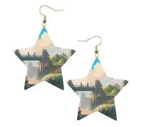 Outside the Castle Gate Leather Star Shaped Earrings for Women Jewelry Fashion and Valentine Birthday Party Gift