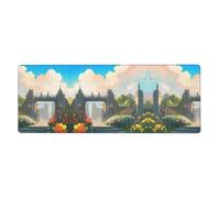 Outside The Castle Gate Pattern Oversized Keyboard and Mouse pad 12x31.5 inches, Lock-Edge Design, Non-Slip and wear-Resistant,