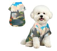 Outside the Castle Gate Pet Hawaiian Shirt - Soft Peach Skin Button-Down top, Casual Beach Style Medium