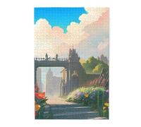 Outside the Castle Gate Picture puzzle.Wooden Jigsaw Puzzle for Adults, Unique Wall Art Decor Gift