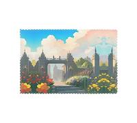 Outside The Castle Gate Placemats for Dining Table Set of 6 - Waterproof - Wipe Clean - Heat Resistant - Anti Slip Dining Table Place Mats, Suitable for Indoor & Outdoor Use, 18’’Ã-12’’