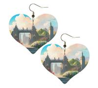 Outside the Castle Gate Prints Stylish Heart-Shaped Earrings Lightweight Women'S Accessories Perfect For Parties And Valentine'S Day.