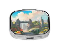 Outside The Castle Gate Square mini Pill Box, Travel Pill Box, can be Put into Wallet or Pocket to Store a Variety of Small Items