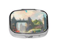 Outside The Castle Gate Square Pill Box Lightweight and Portable, with 2 Plastic Inserts, Suitable for Carrying in Pockets or Wallets.