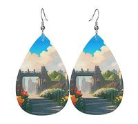 Outside the Castle Gate Women's Teardrop Leather Earrings, Hook 925 Silver Plated, Holiday Accessories