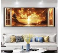 Outside The Window Diamond Painting Kits for Adults, 5D landscape Large Diamond Art Kits Adults, DIY Square Full Drill Gem Art Mosaic Kits for Beginner Crafts for Home Wall Decor 40x120cm, Model568