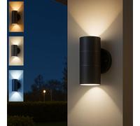 Outside Wall Lights Mains Powered, Up Down Outdoor Wall Sign Light, Warm White Neutral White Cool White Adjustable, Stainless Steel IP44 Waterproof, Wall Sconce for Patio, Garden, Front Door，Garage