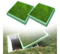 Outside Yard Sewage Tank Decorative Lid For Landscape Areas/Street Greening/Commercial Premises, Green Resin Planting Grass Pot, Square Manhole Lid(2 pcs,L W 80cm x 80cm)