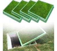 Outside Yard Sewage Tank Decorative Lid For Landscape Areas/Street Greening/Commercial Premises, Green Resin Planting Grass Pot, Square Manhole Lid(4 pcs,L W 50cm x 50cm)