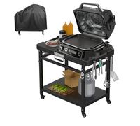 Outspark Grill Stand for Ninja Woodfire Outdoor Portable Prep Cart Table Station for Ninja XSKUNSTAND OG700 OG321 OG900 OO101 Series and Smoker Pizza Oven Accessories with Wheels & Grill Cover