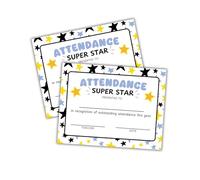 Outstanding Attendance for The Year Certificate 30pk 8.5x11” Perfect Award End of The School Best Punctuality Elementary School VBS Sunday Stars Black Gold