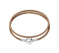 OutstandLong 3mm Double Red Leather Charm Bracelet Heart Barrel Snap Clasp Handmade Braided Wristband fit Pandora European Charm Bead DIY Jewelry 13.8", 15 Inches, Leather, no gemstone