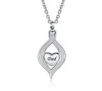 OutstandLong Teardrop Heart Cremation Urn Necklace for Ashes Kids Human Mom Dad Grandma Holder Memorial Keepsake Pendant Jewelry, Metal, metal